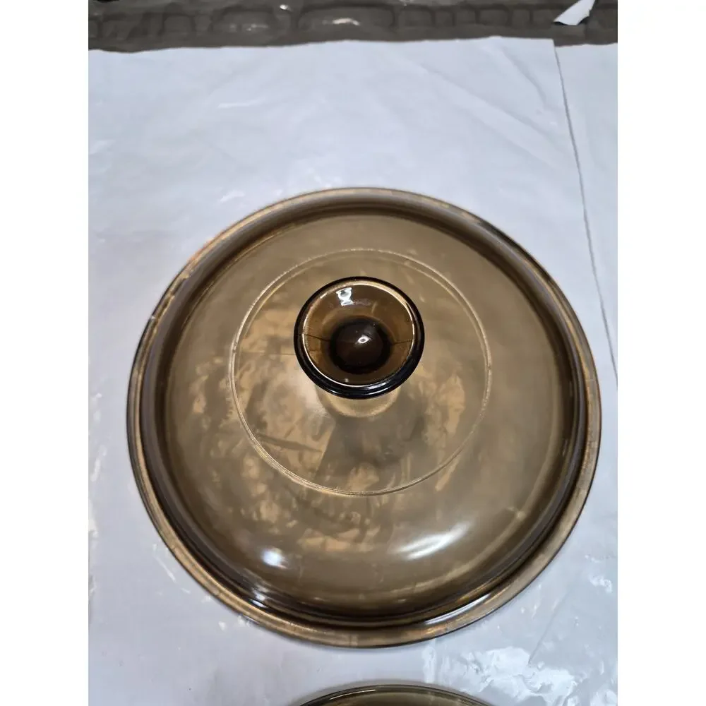 Pyrex Brown Amber Glass Lids Lot Of 4 See Photos For Measurements And Numbers